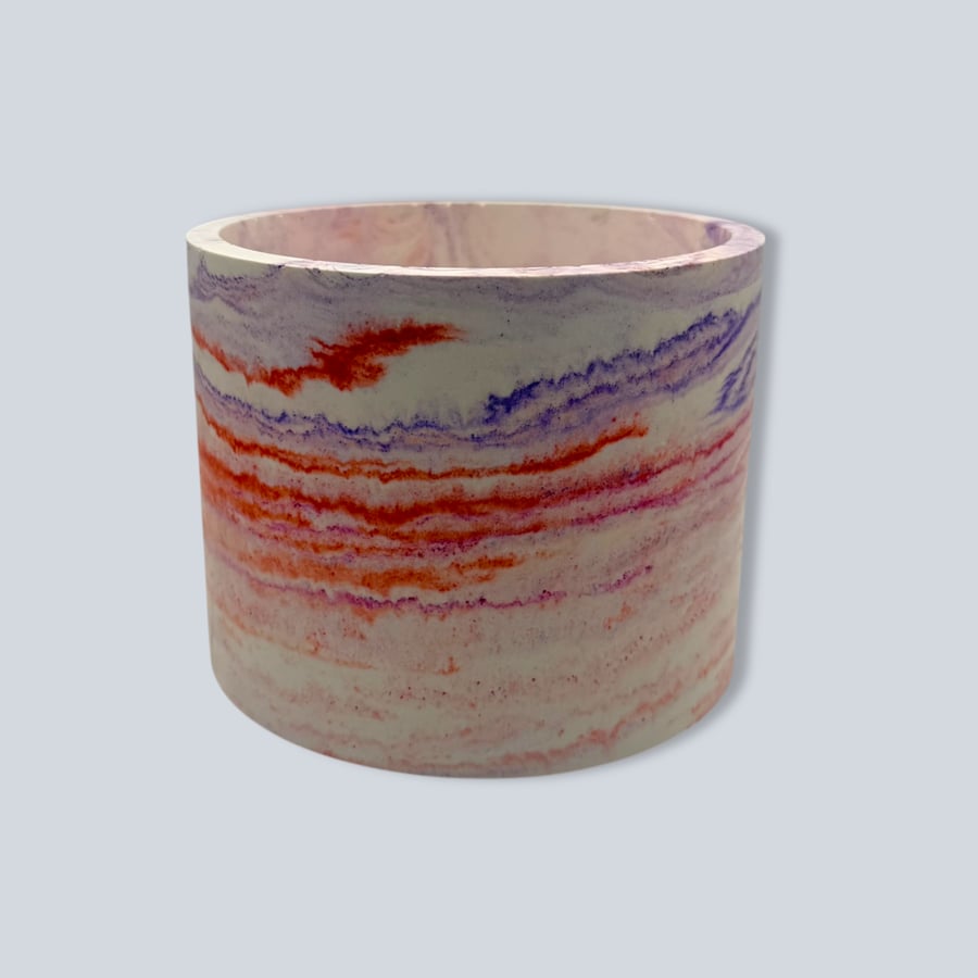Lilac and Raspberry Swirl Plant Pot  - Large Marbled Pot Holder