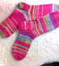 Handmade Pink Merino Wool Boot Socks – UK Size 4–6 - Daiga's Knits 