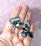 Magpie earrings, mismatched two for joy bird earrings on steel wires - Image 4