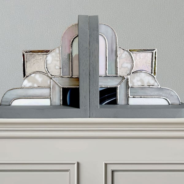 Stained Glass Art Bookends Art Deco Style