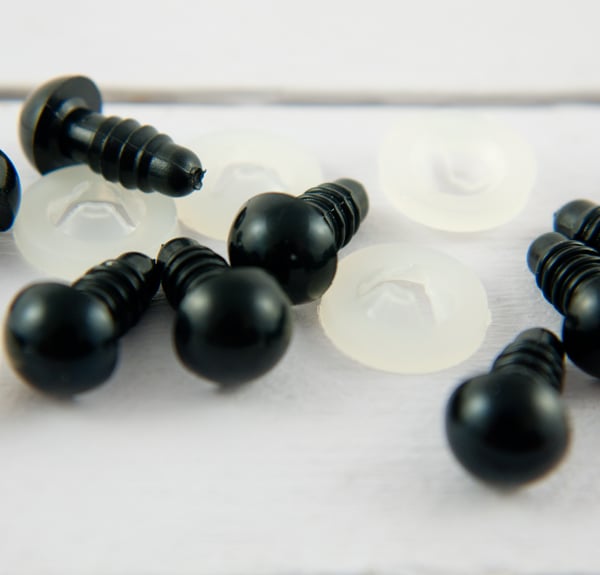 10mm Safety eyes in black plastic for doll, crochet, plushies, knitting
