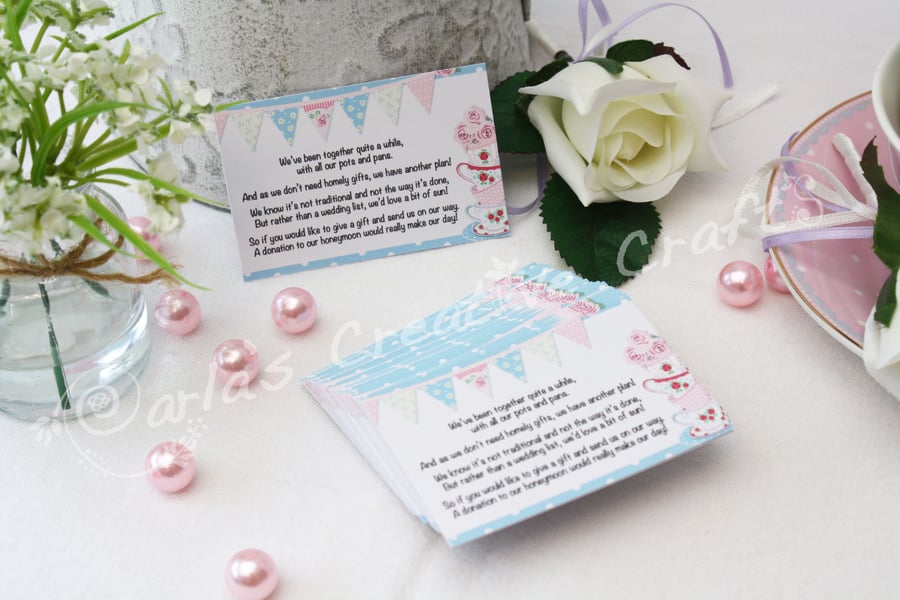 Tea Cup Stack Wedding Money Poems
