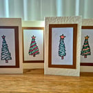 Mini Christmas Tree Cards Gold Set of 4