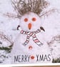SnoWoMan; colourful 13.5 cm square Christmas card, blank inside - Image 2