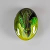 Small Fantasy Oval Cabochon in Green, hand made cabochon