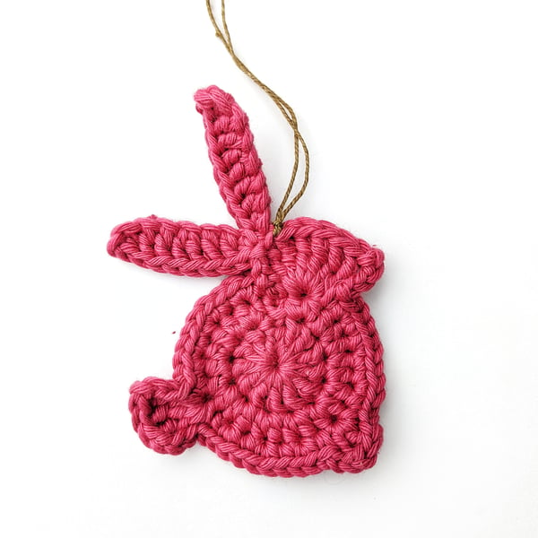 Crochet Bunny Hanging Decoration - Easter Decoration - Cerise Pink