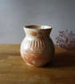 Wheel thrown Handmade Vase - Orange and Cream Fluted vase