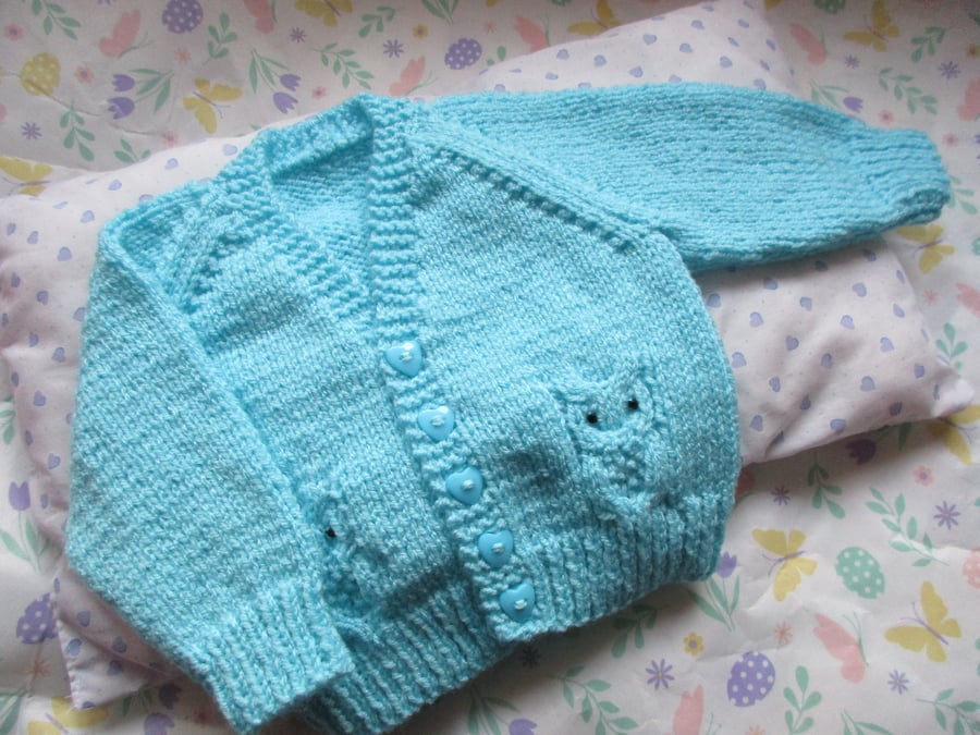 16" Baby Boys Owl Cardigan