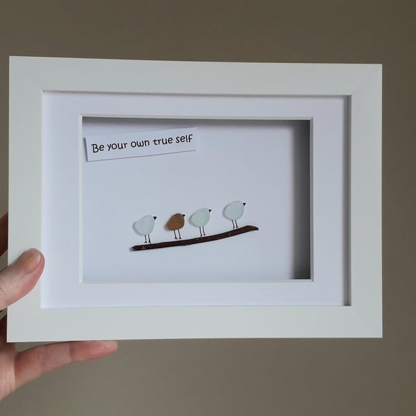 Sea Glass Birds Art 15 x 20 cm, Be yourself Inspirational gifts