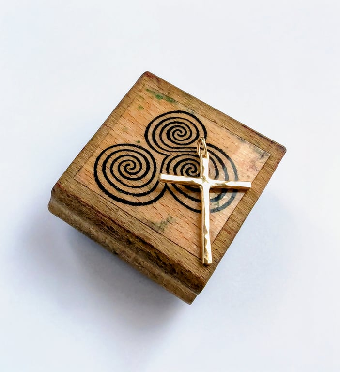 Recycled Handmade Gold Cross Pendant