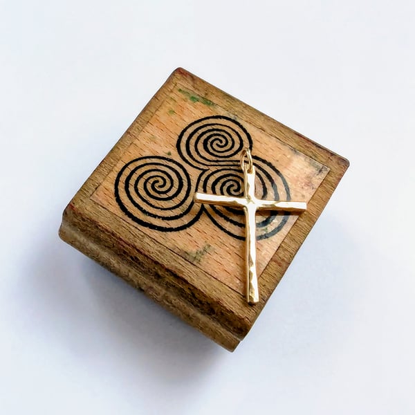 Recycled Handmade Gold Cross Pendant