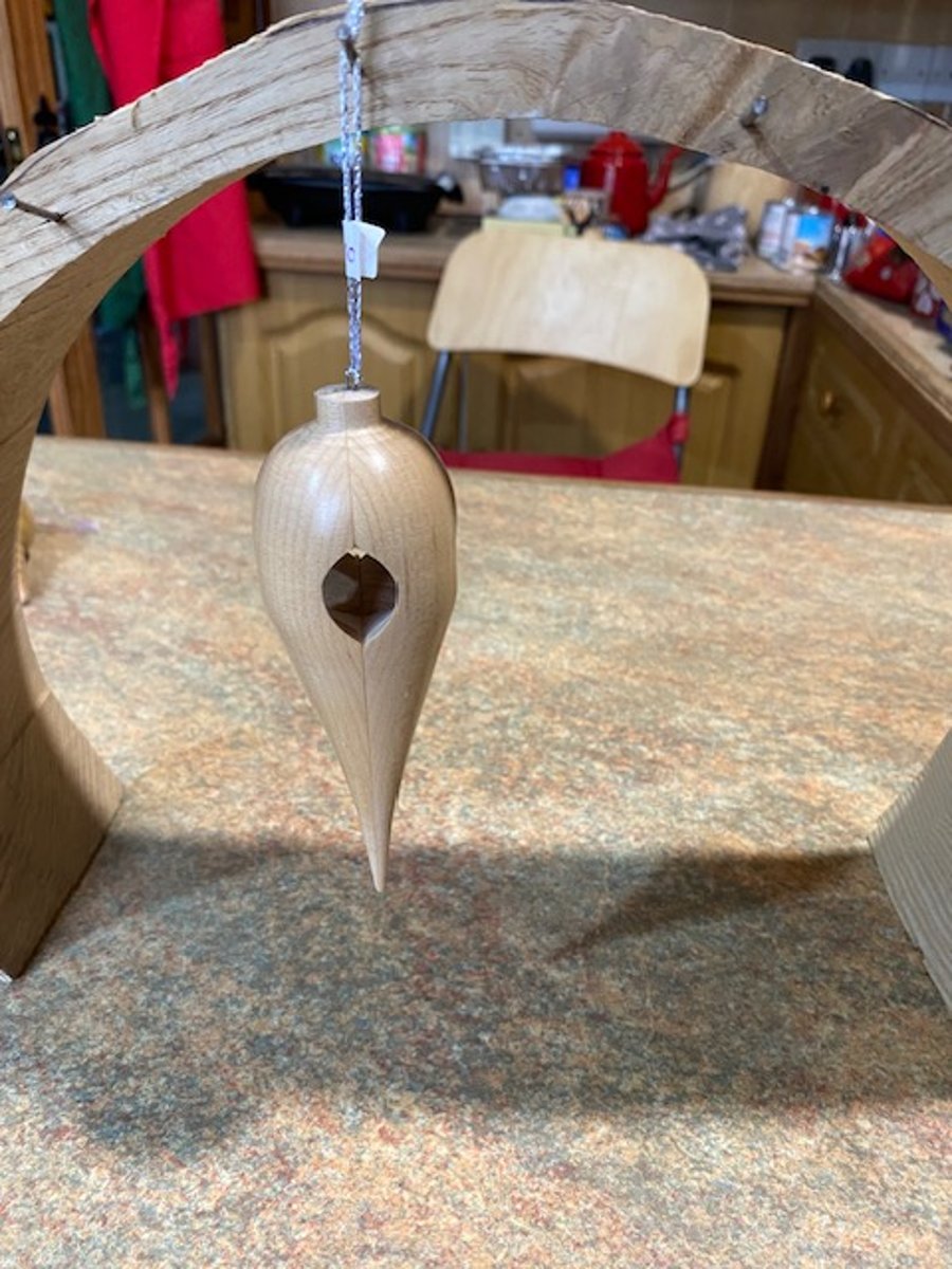 Long Ash wood Christmas tree decoration.