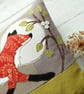 Trotting Fox Cushion with Freemotion Sewn Applique - Image 2