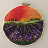 Hoop artwork-needle felted-sunset-landscape-embroidery 