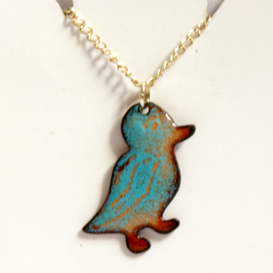 turquoise over golden-brown - duck pendant