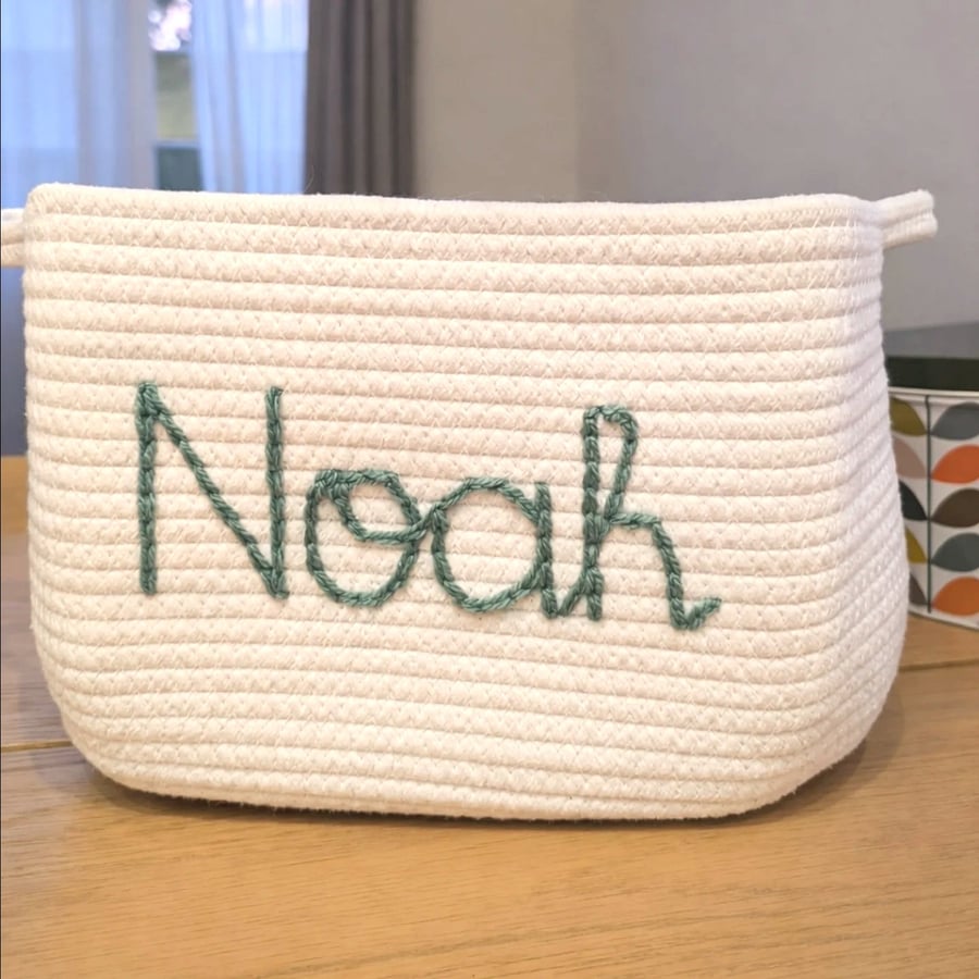 Personalised nursery storage cord basket 