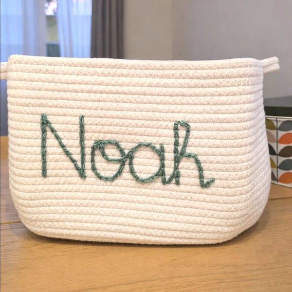 Personalised nursery storage cord basket 