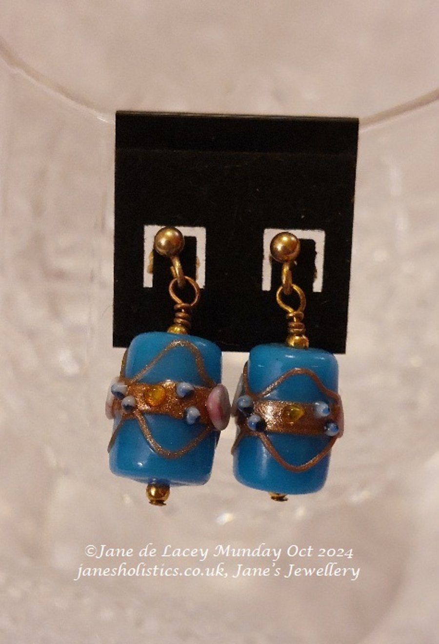 Blue and Bronze Stud Earrings