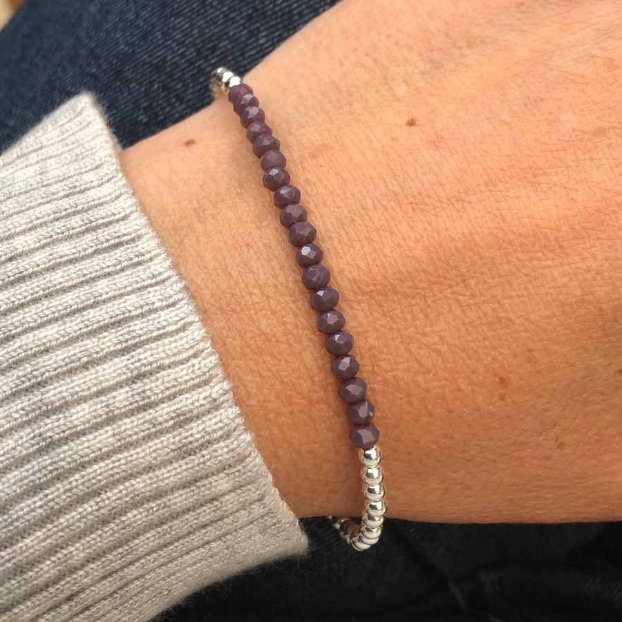 Sterling Silver and purple crystal bracelet