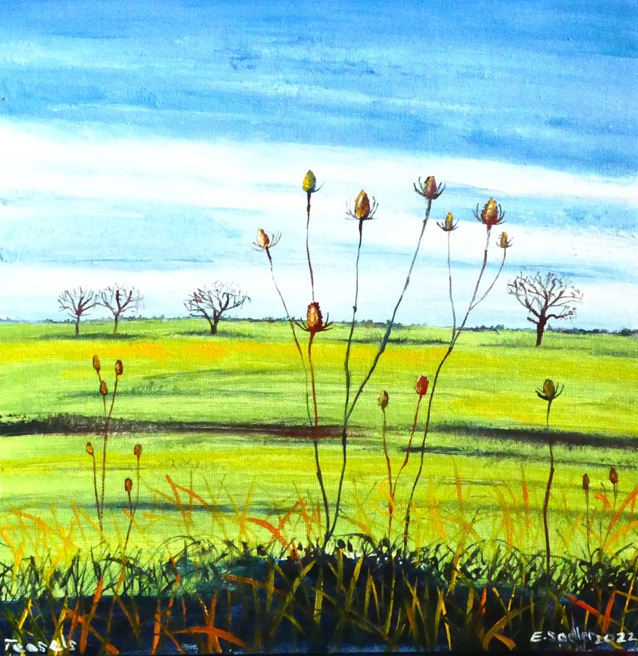 Wildflower Fields Landscape Oil Painting Colourful Countryside Scenery Wall Art
