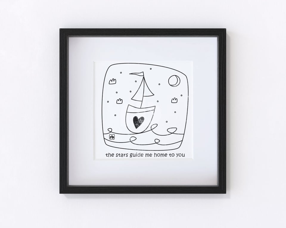 The Stars Guide Me Home To You, line illustration, Giclee print