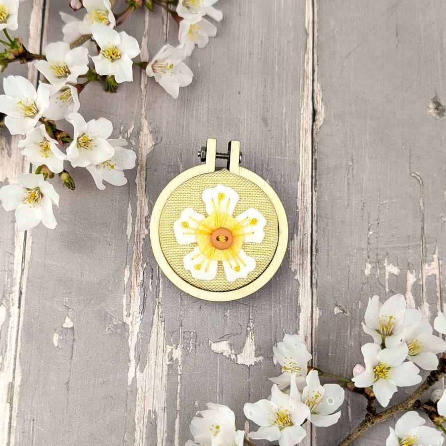 A Hand Embroidered Blossom Brooch
