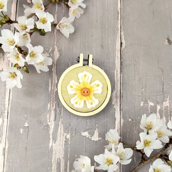A Hand Embroidered Blossom Brooch
