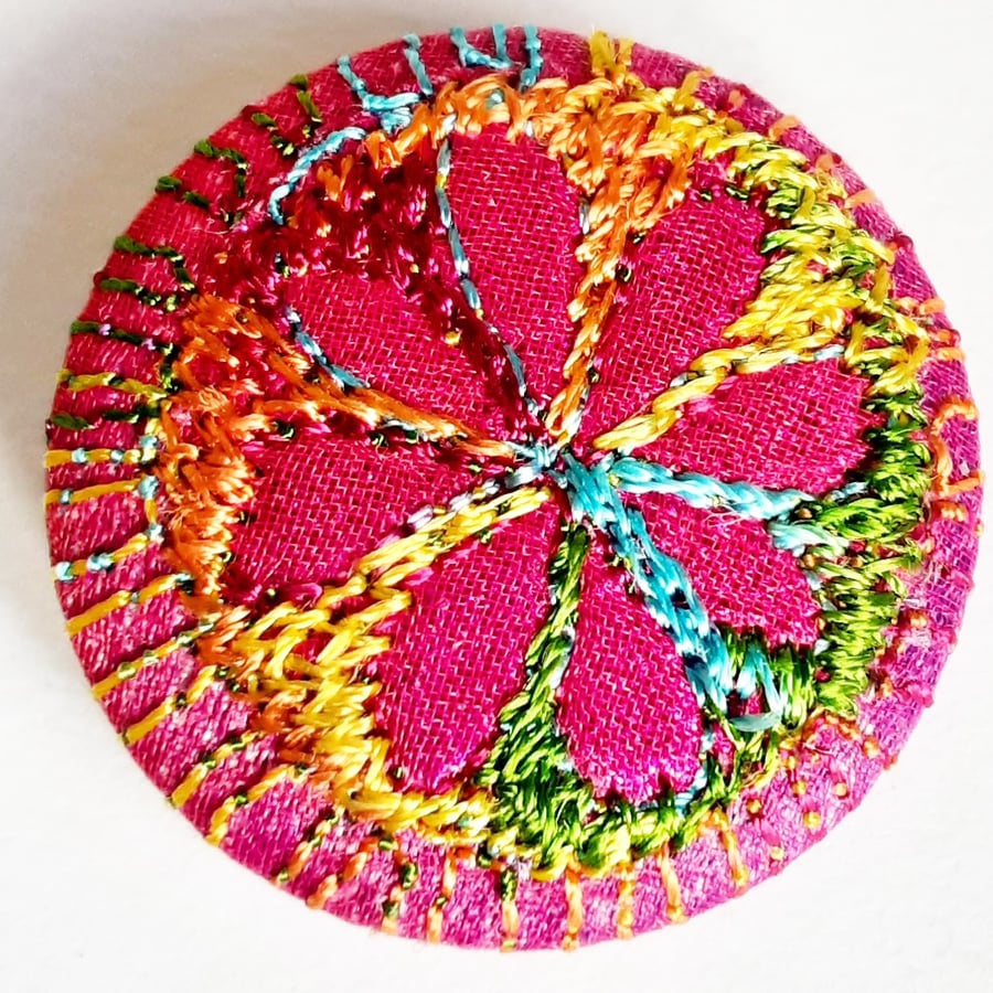 One Inch Badge Red Flower Badge