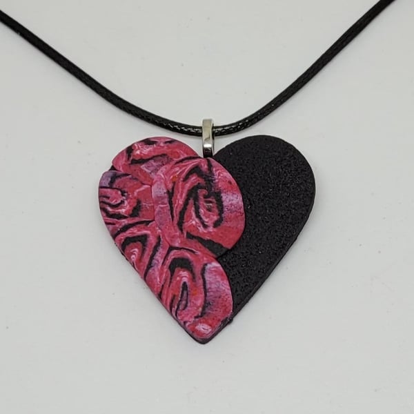 Heart pendant - polymer clay necklace - unique jewellery - gift for her