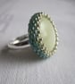 Light Green and Silver Beadwork Ring - Image 2