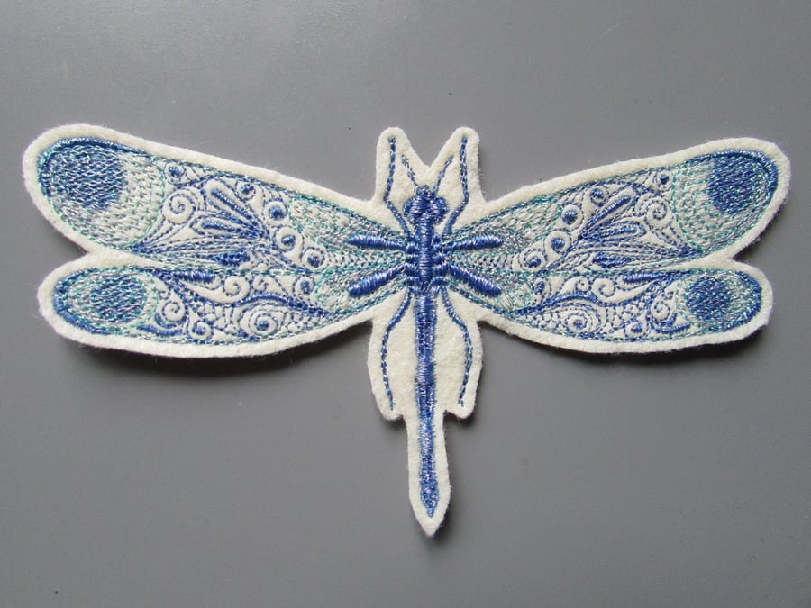 Dragonfly Embroidered  Sew on Applique Patch