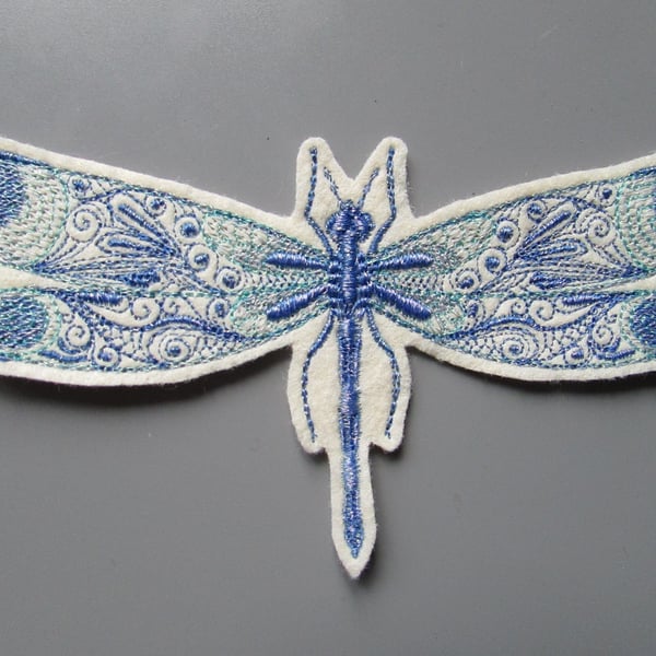 Dragonfly Embroidered  Sew on Applique Patch