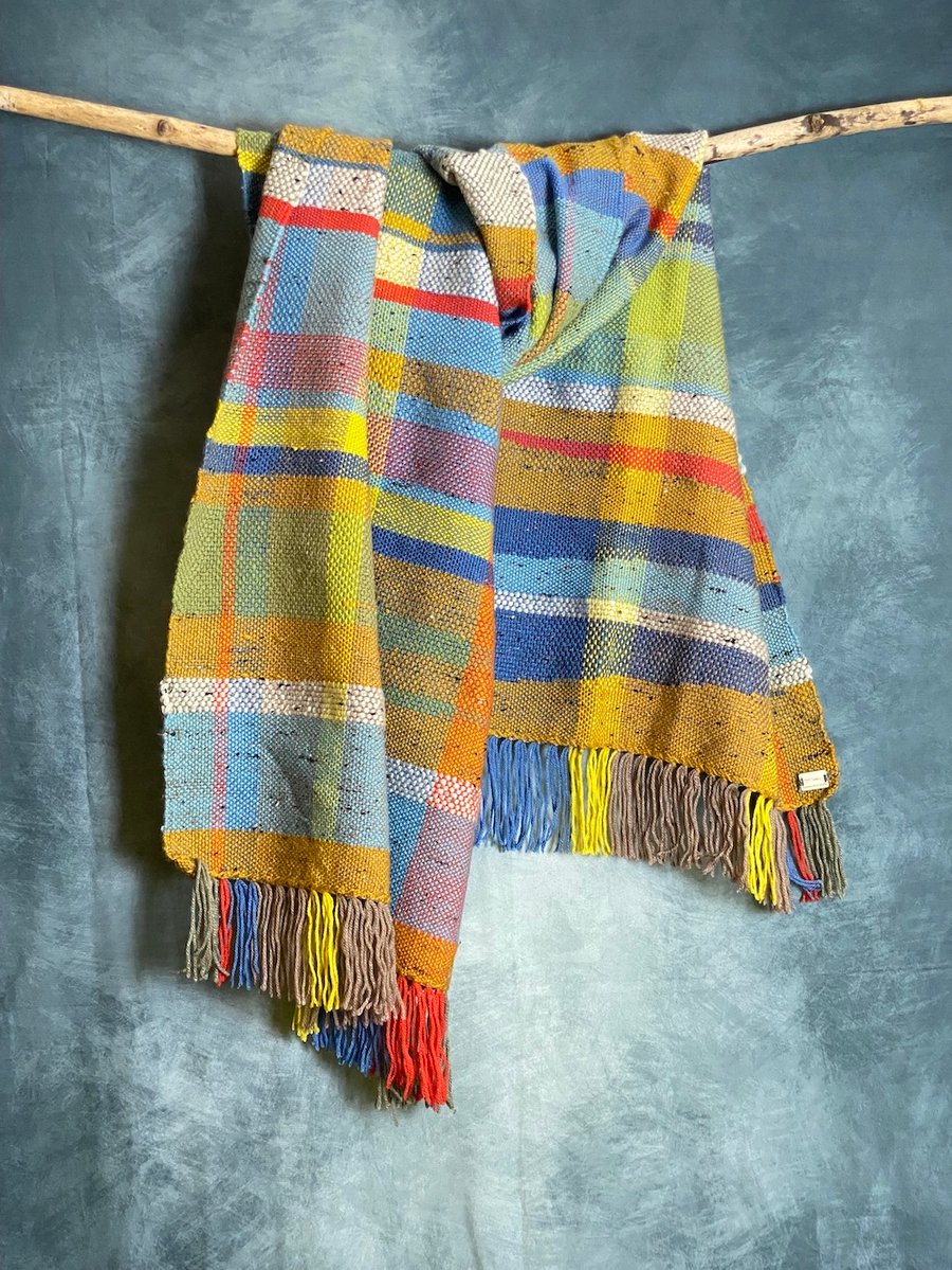 Covehithe Large, handwoven throw, shawl, wrap
