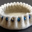 Felt Basket, with crystals, wool, hand made, keys, non scratch, gift, ornament,