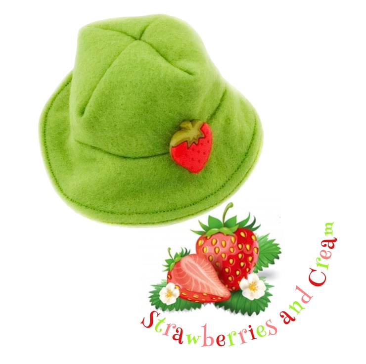 Green Felt Hat with a Strawberry Trim - Folksy