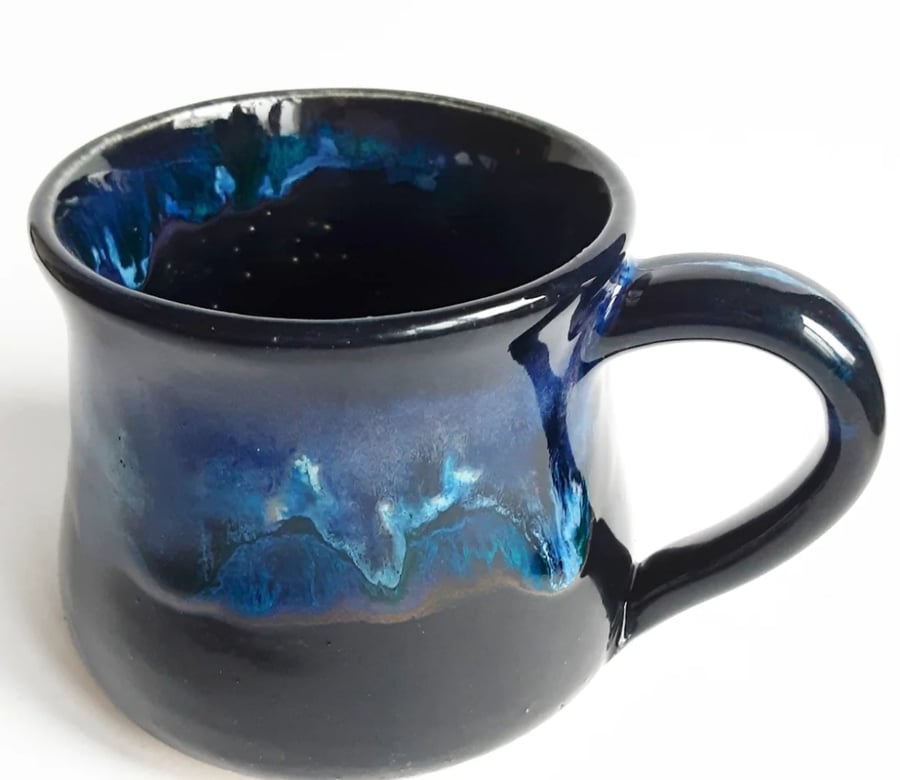 Blue Glazed Mug - Hand Thrown Stoneware Ceramic Mug 