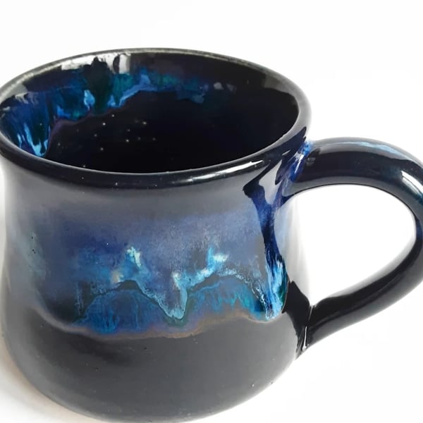 Blue Glazed Mug - Hand Thrown Stoneware Ceramic Mug 