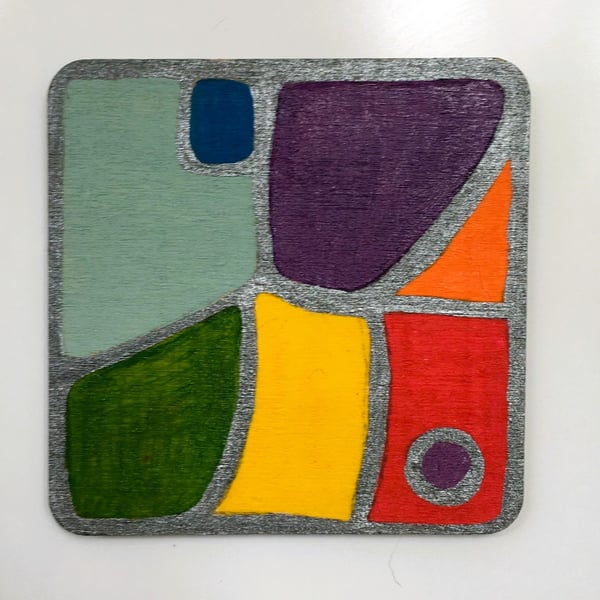 Stained glass effect. Hand painted wooden fridge magnets. 