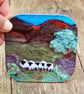 Sheep landscape coaster - taken from my colourful artwork of sheep