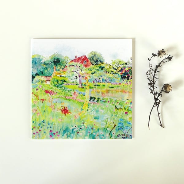 House & Garden Greeting Card from Original Watercolour Painting
