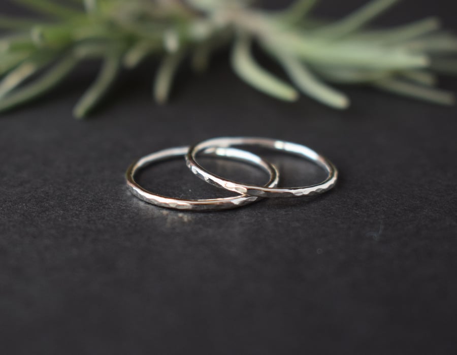 Sterling silver thin stacking rings set 