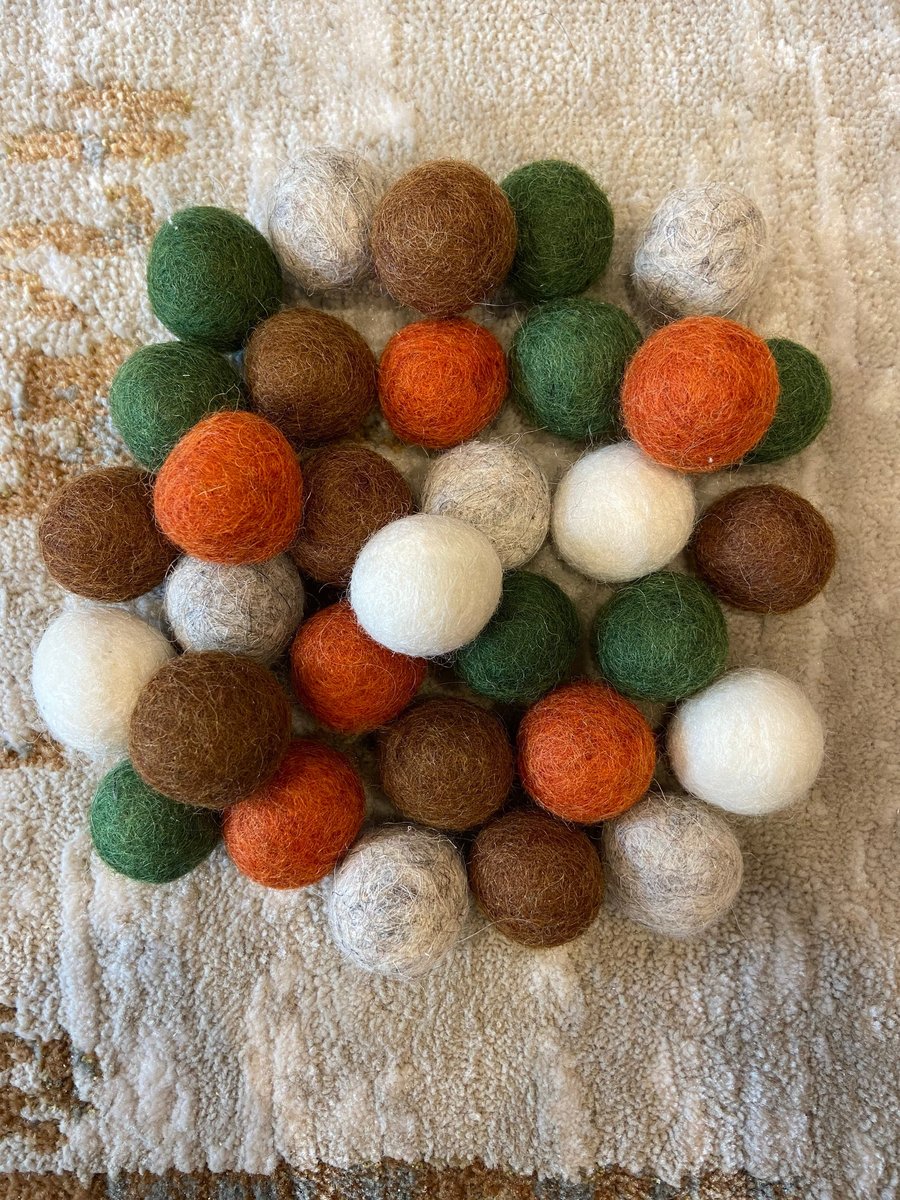 Woodland Forest Theme Mix, 2.5cm Nepalese wool felt ball pom poms for DIY craft