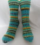 Hand-cranked Knitted Ribbed Wool Socks Size 6 to 7 - Image 1