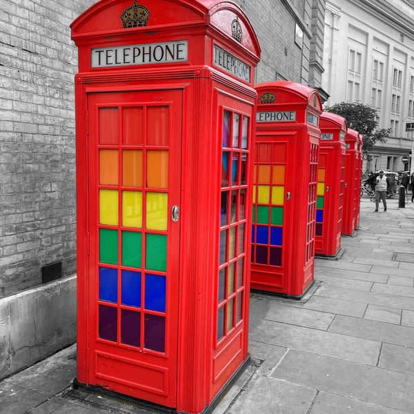 London Phone Boxes, LGBTIQA, Coloursplash – Print and Framed Options Available