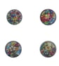 Rainbow Floral Round Glass Coaster Set
