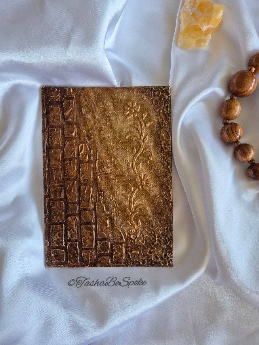 Original textured artwork, Golden floral acrylic painting, Free UK delivery 