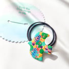 Hand-painted Hair Tie with hand-coloured card