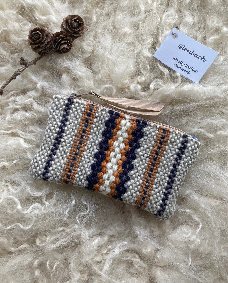 Woolly Wallet - Caramel. Handwoven in Wales