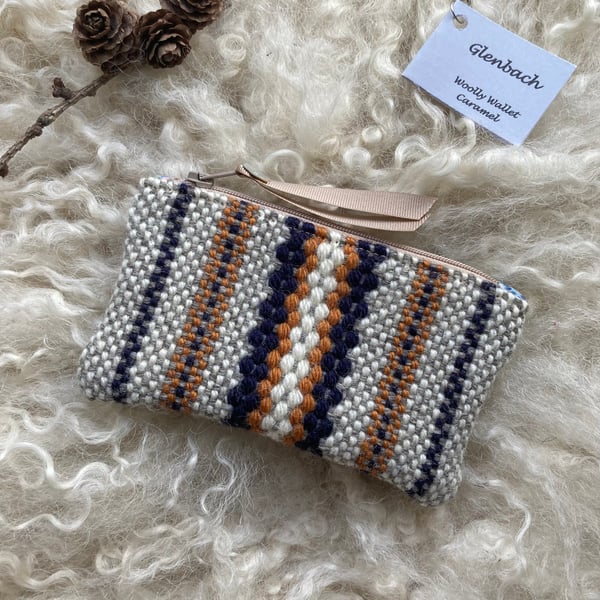 Woolly Wallet - Caramel. Handwoven in Wales
