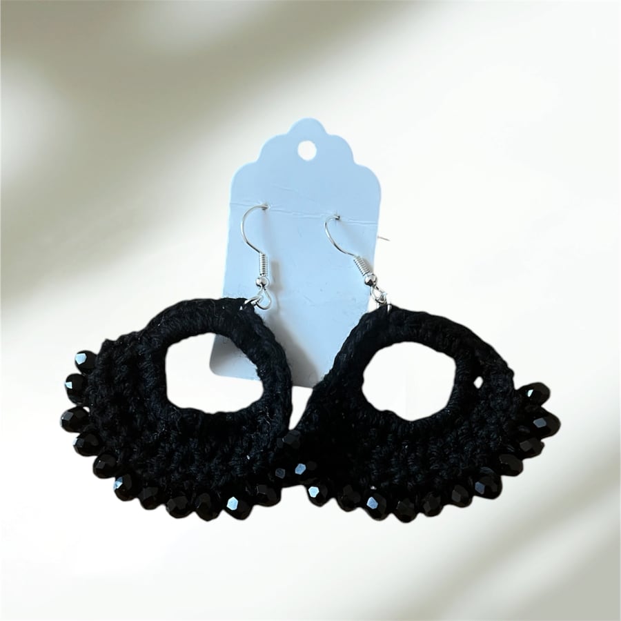 Black colour Handmade crochet earrings 